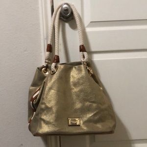 Michael Kors gold metallic nautical rope tote